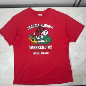 Vintage Hanes Beefy-T Georgia-Florida Rival Red T-Shirt UGA 2002